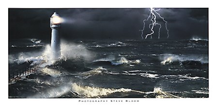 Lightning at the Lighthouse by Steve Bloom art print