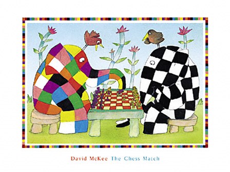 Elmer and Wilbur Play Chess by David McKee art print