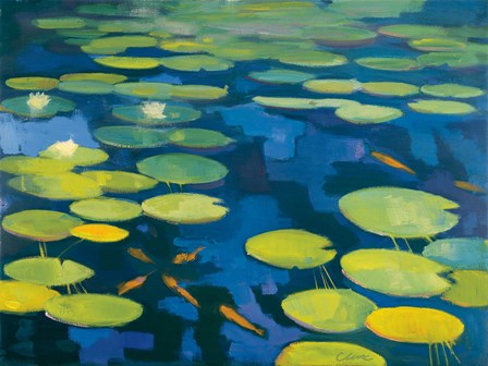 Lily Pond with Koi by Michael Clark art print