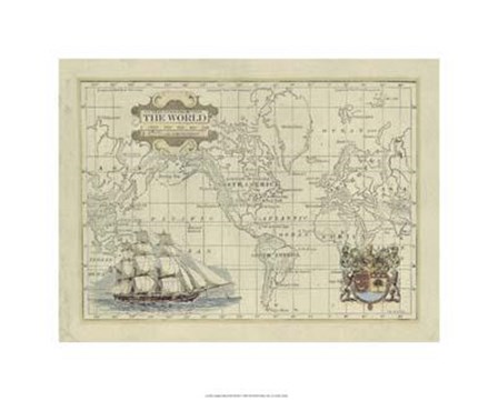 Antique Map Of The World art print