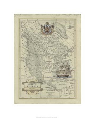 Antique Map Of North America art print