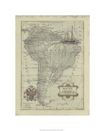 Antique Map Of South America art print