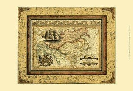 Crackled Map Of Asia by Deborah Bookman art print