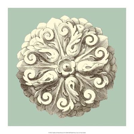 Celadon and Mocha Rosette II by Vision Studio art print