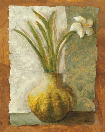 Narcissus in Green Vase by Kristy Goggio art print