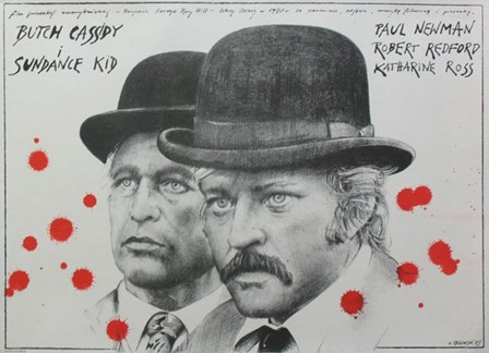 Butch Cassidy and the Sundance Kid B&amp;W Blood Splatter art print