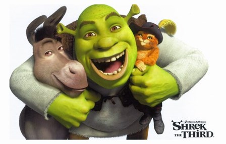 Shrek the Third - Hugging Donkey &amp; Puss in Boots art print