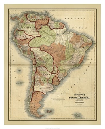 Antique Map of South America by Scott Johnson art print