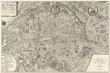 Plan de la Ville de Paris, 1715 by Nicolas De Fer art print