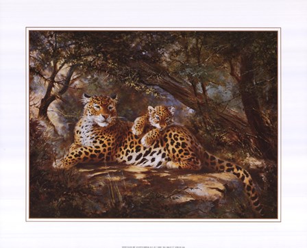 Leopard with Cub by Elvira Duran art print