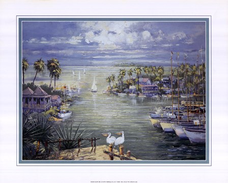 Safe Harbor With Pelicans by Raul Conte art print