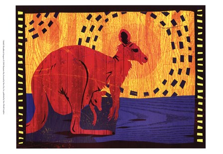Woodblock Kangaroo by Benjamin Bay art print