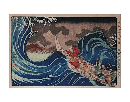 Nichiren Calms a Storm in Kakuda by Utagawa Kuniyoshi art print