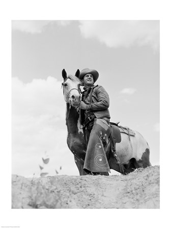 Cowboy on top of escarpment art print
