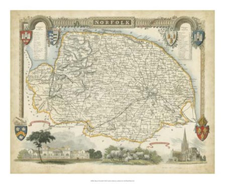 Map of Norfolk art print