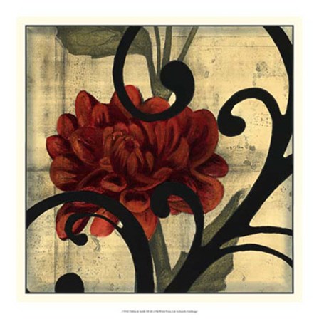 Dahlias &amp; Scrolls I by Jennifer Goldberger art print