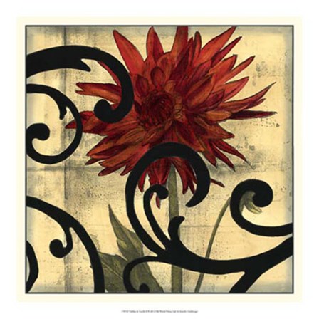 Dahlias &amp; Scrolls II by Jennifer Goldberger art print