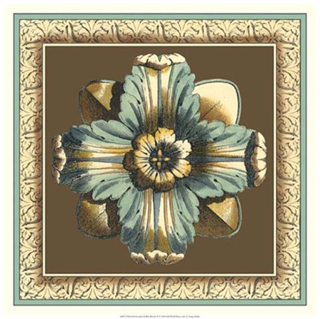 Printed Chocolate &amp; Blue Rosette II by Vision Studio art print