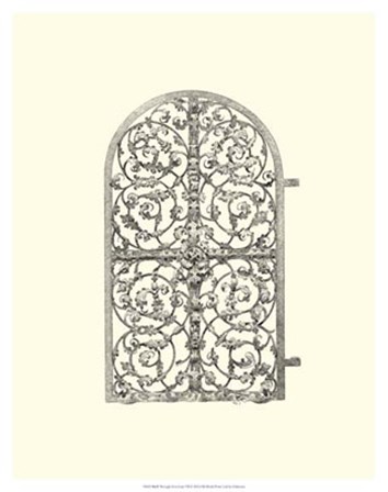 B&amp;W Wrought Iron Gate VII art print