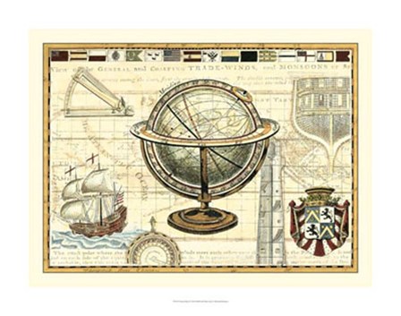 Nautical Map II by Deborah Bookman art print