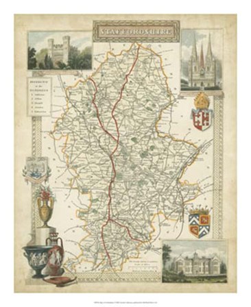 Map of Staffordshire art print