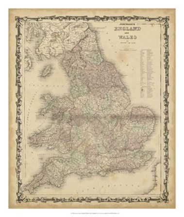 Johnson&#39;s Map of England &amp; Wales by Scott Johnson art print