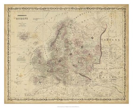 Johnson&#39;s Map of Europe by Scott Johnson art print
