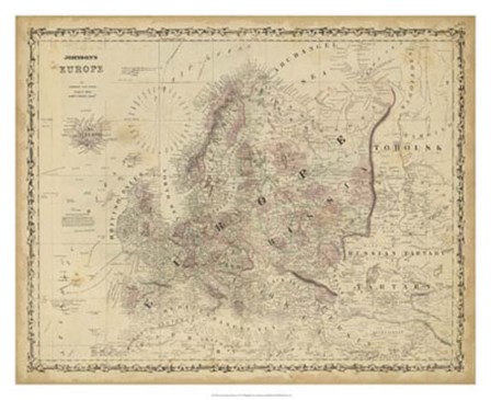 Johnson&#39;s Map of Europe by Scott Johnson art print