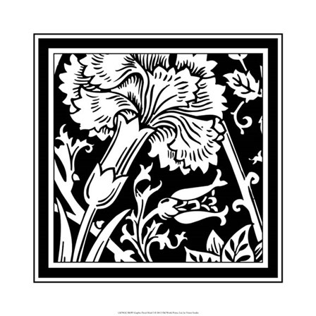 B&amp;W Graphic Floral Motif I by Vision Studio art print