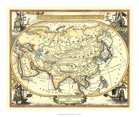 Nautical Map of Asia by Vision Studio art print