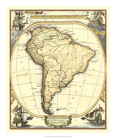 Nautical Map of South America by Vision Studio art print