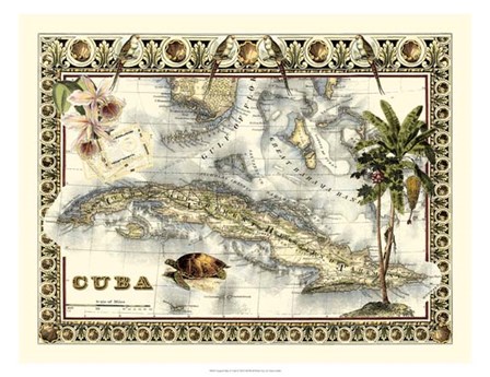 Tropical Map of Cuba by Vision Studio art print