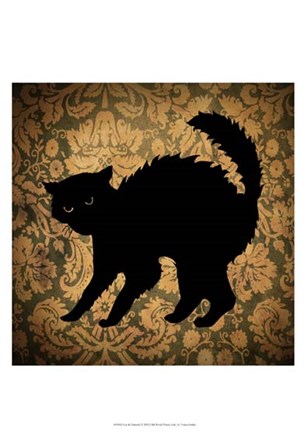 Cat &amp; Damask by Vision Studio art print