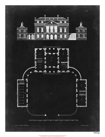 Graphic Building &amp; Plan II by James Gibbs art print
