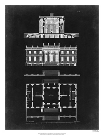 Graphic Building &amp; Plan IV by James Gibbs art print