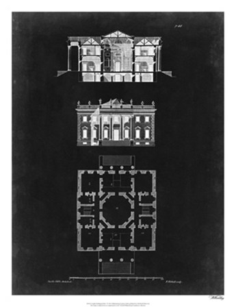 Graphic Building &amp; Plan V by James Gibbs art print