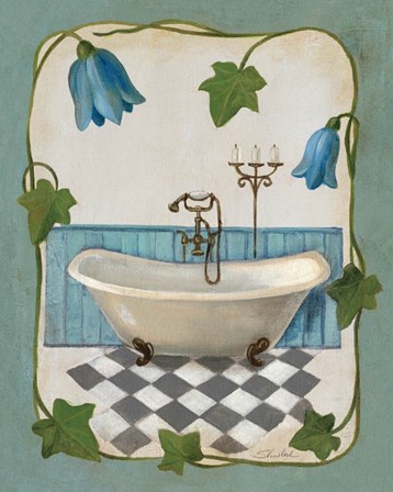 Bell Flower Bath I on Ivory by Silvia Vassileva art print