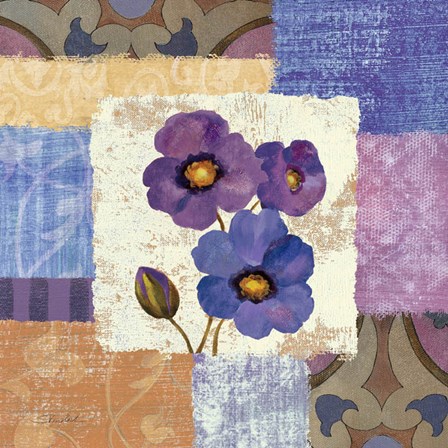 Tiled Poppies II - Purple by Silvia Vassileva art print