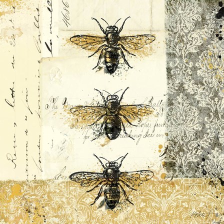 Golden Bees n Butterflies No. 1 by Katie Pertiet art print