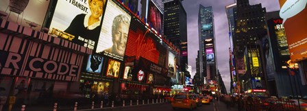 Buildings lit up at night, Times Square, Manhattan by Panoramic Images art print