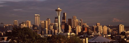 Seattle skyline at dusk, King County, Washington State, USA 2010 by Panoramic Images art print