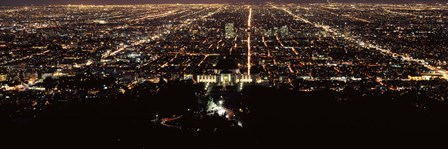 Aerial view of a cityscape, Griffith Park Observatory, Los Angeles, California, USA by Panoramic Images art print