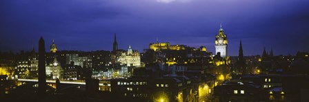High angle view of a city lit up at night, Edinburgh Castle, Edinburgh, Scotland by Panoramic Images art print
