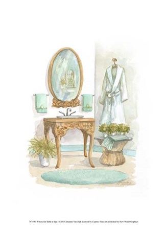 Watercolor Bath in Spa I by Jerianne Van Dijk art print