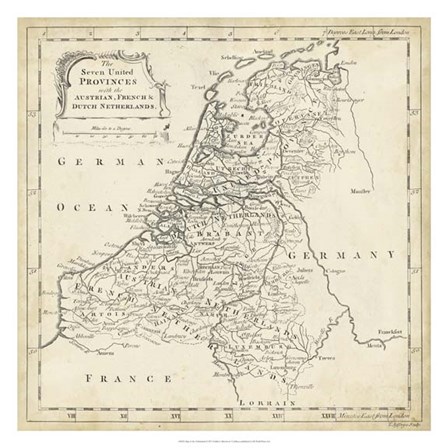 Map of Netherlands by T Jeffreys art print