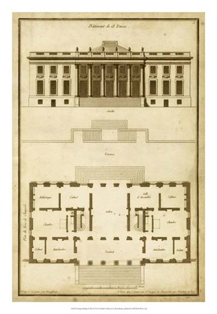 Vintage Building &amp; Plan II by Jean F. De Neufforge art print