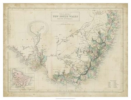 Map of New South Wales by William Hughes art print