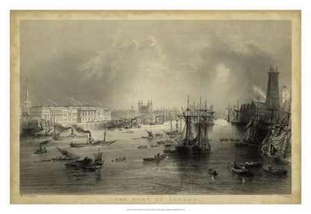 The Port of London by W. H. Bartlett art print
