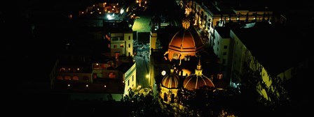 High angle view of buildings lit up at night, Guanajuato, Mexico by Panoramic Images art print