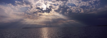 Sunset over the sea, Gulf Of Mexico, Cedar Key, Levy County, Florida, USA by Panoramic Images art print